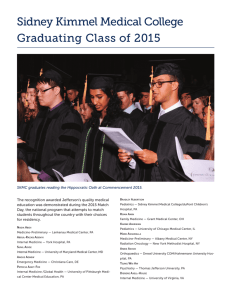 Sidney Kimmel Medical College Graduating Class of 2015