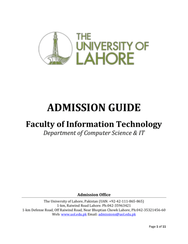 university of lahore assignment title page