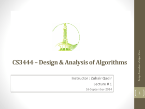 Introduction and Algo Basics - 16th September 2014