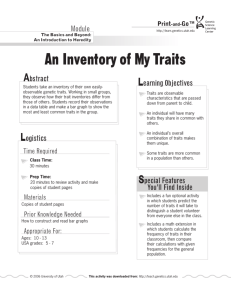 An Inventory of My Traits - Teach Genetics Website