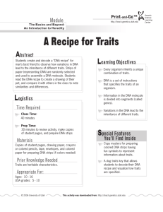 A Recipe for Traits - Teach Genetics Website