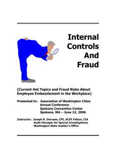 Internal Controls And Fraud - Association of Government Accountants