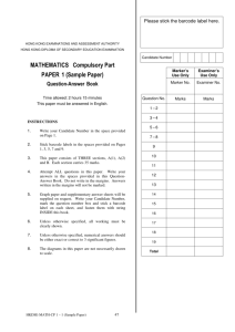MATHEMATICS Compulsory Part PAPER 1 (Sample Paper)