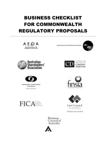Business Checklist for Commonwealth Regulatory Proposals