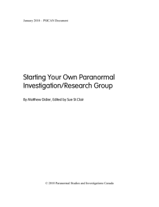 Starting Your Own Paranormal Investigation/Research Group