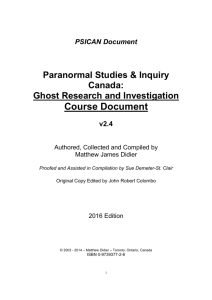 free course book - The Toronto Ghosts and Hauntings Research