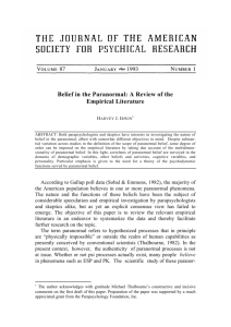 Belief in the Paranormal: A Review of the Empirical Literature