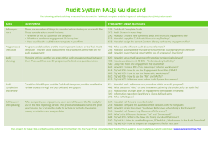 Audit System FAQs Guidecard - CaseWare Australia & New Zealand