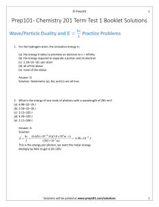 Prep101 - Chemistry 201 Term Test 1 Booklet Solutions