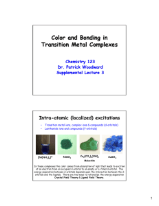 Color and Bonding in Transition Metal Complexes