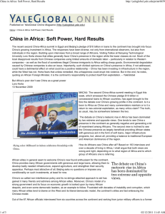 China in Africa: Soft Power, Hard Results