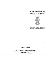 MMAN4400 - Engineering - University of New South Wales