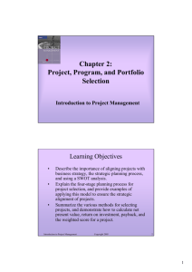 Chapter 2: Project, Program, and Portfolio Selection