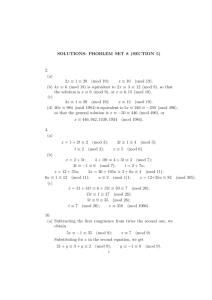 SOLUTIONS: PROBLEM SET 8 (SECTION 5) 2. (a) 2x ≡ 1 ≡ 20