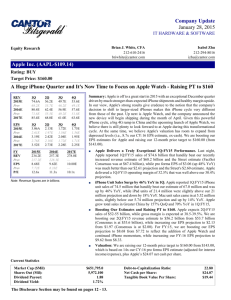 Company Update January 28, 2015 Apple Inc. (AAPL