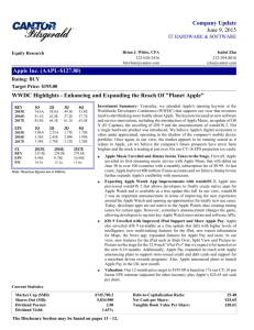 Company Update June 9, 2015 Apple Inc. (AAPL