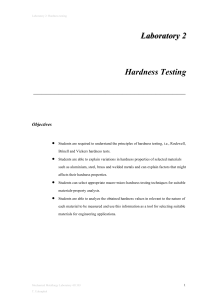 Laboratory 2 Hardness testing