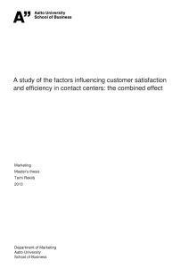 A study of the factors influencing customer satisfaction and efficiency