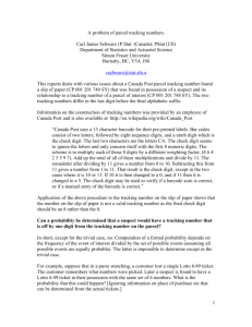 1 A problem of parcel tracking numbers. Carl James Schwarz (P.Stat