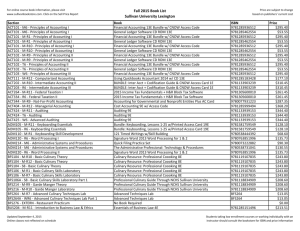 Fall 2015 Book List Sullivan University Lexington