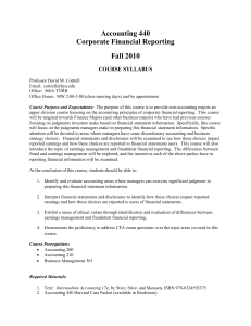 Accounting 440 Corporate Financial Reporting Fall 2010