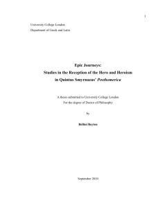 Epic journeys: studies in the reception of the hero and heroism in