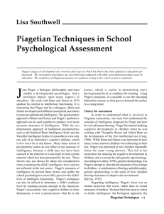 Piagetian Techniques in School Psychological Assessment