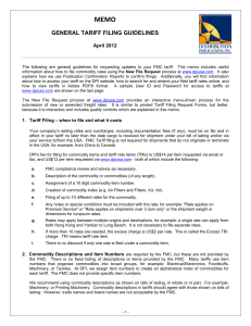 Tariff Filing Guidelines - Distribution