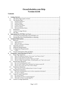 OceanSchedules.com Help Version 6.0.46