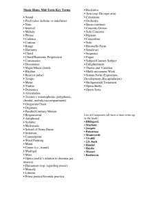 Music Hum: Mid-Term Key Terms • Sound • Pitch (also: definite vs
