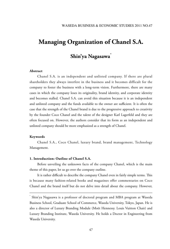 Managing Organization of Chanel .