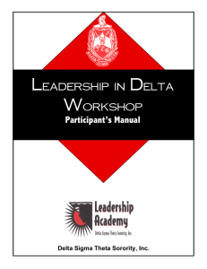 Leadership in Delta Workshop - Delta Sigma Theta Sorority. Inc.