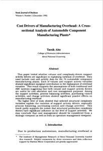 Cost Drivers of Manufacturing Overhead: A Cross