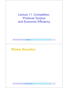 Lecture 11: Competition, Producer Surplus and Economic Efficiency