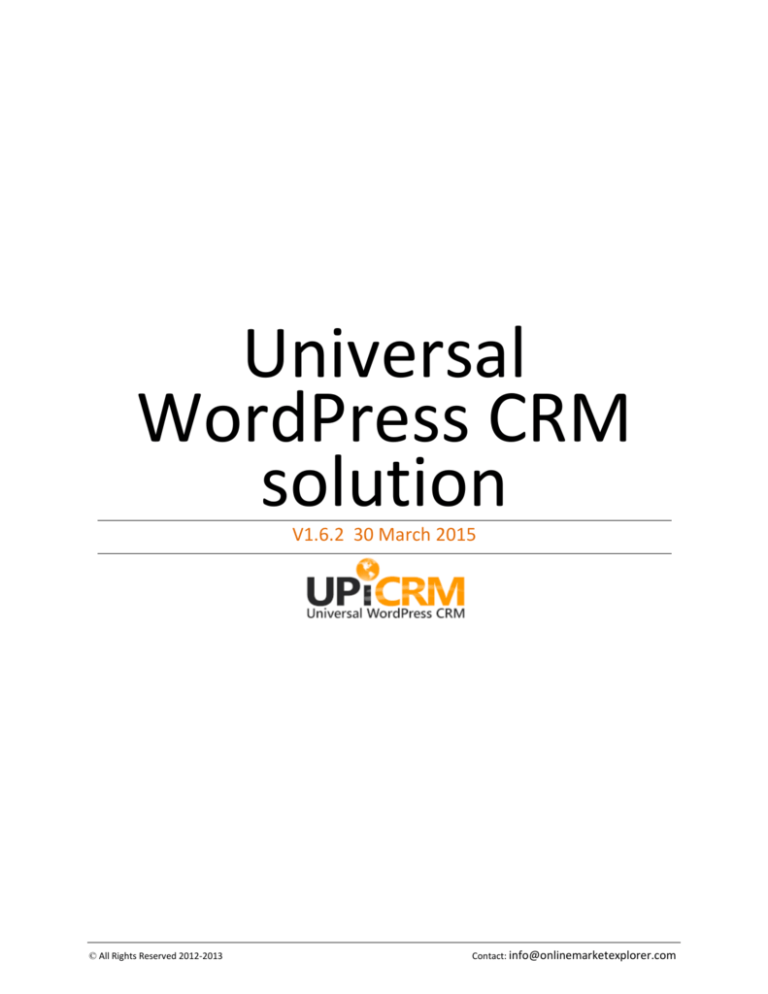 UpiCRM Plugin for WordPress