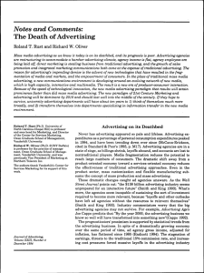 Notes and Comments: The Death of Advertising