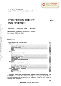 Attribution Theory and Research