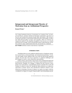 Intrapersonal and Interpersonal Theories of Motivation from an