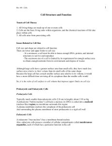 Cell Structure and Function - University of Evansville Faculty Web sites