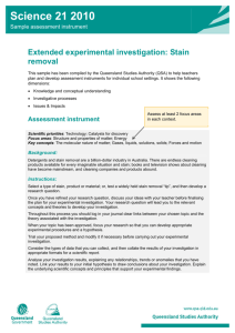 Science 21: Extended experimental investigation: Stain