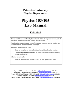 Physics 103/105 Lab Manual - Department of Physics