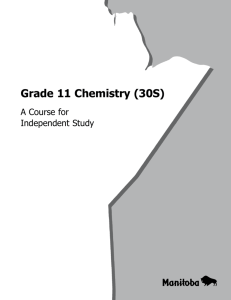 Grade 11 Chemistry (30S) - Education and Advanced Learning