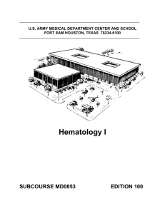 US Army Medical Course – Hematology I