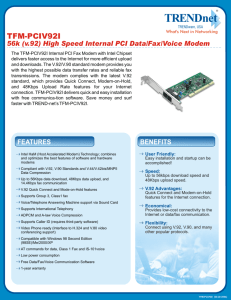 High Speed Internal PCI Data/Fax/Voice Modem