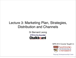 Lecture 3: Marketing Plan, Strategies, Distribution and Channels