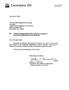 Motion for Leave to File Answer and Answer of the California ISO in