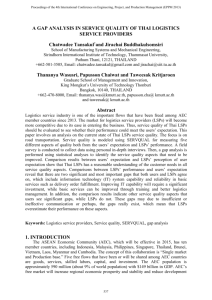 A Gap Analysis in Service Quality of Thai Logistics Service Providers