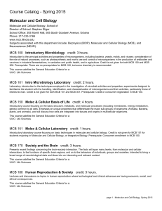 Course Catalog - Spring 2015 - College of Liberal Arts and Sciences