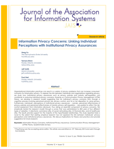 Information Privacy Concerns: Linking Individual Perceptions with