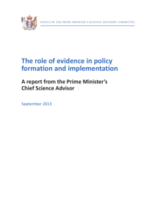 The role of evidence in policy formation and implementation